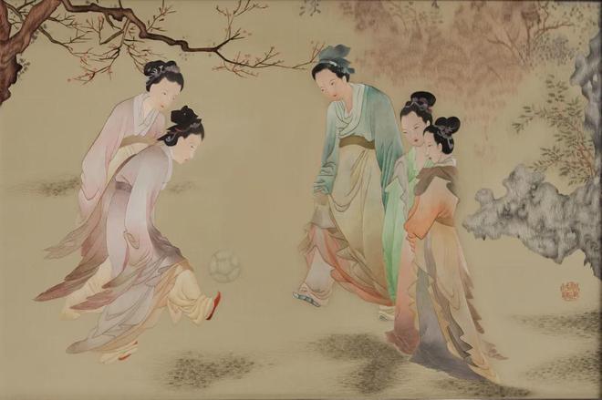 一针一线绣古今：苏绣《仕女蹴鞠图》联结千年足球缘